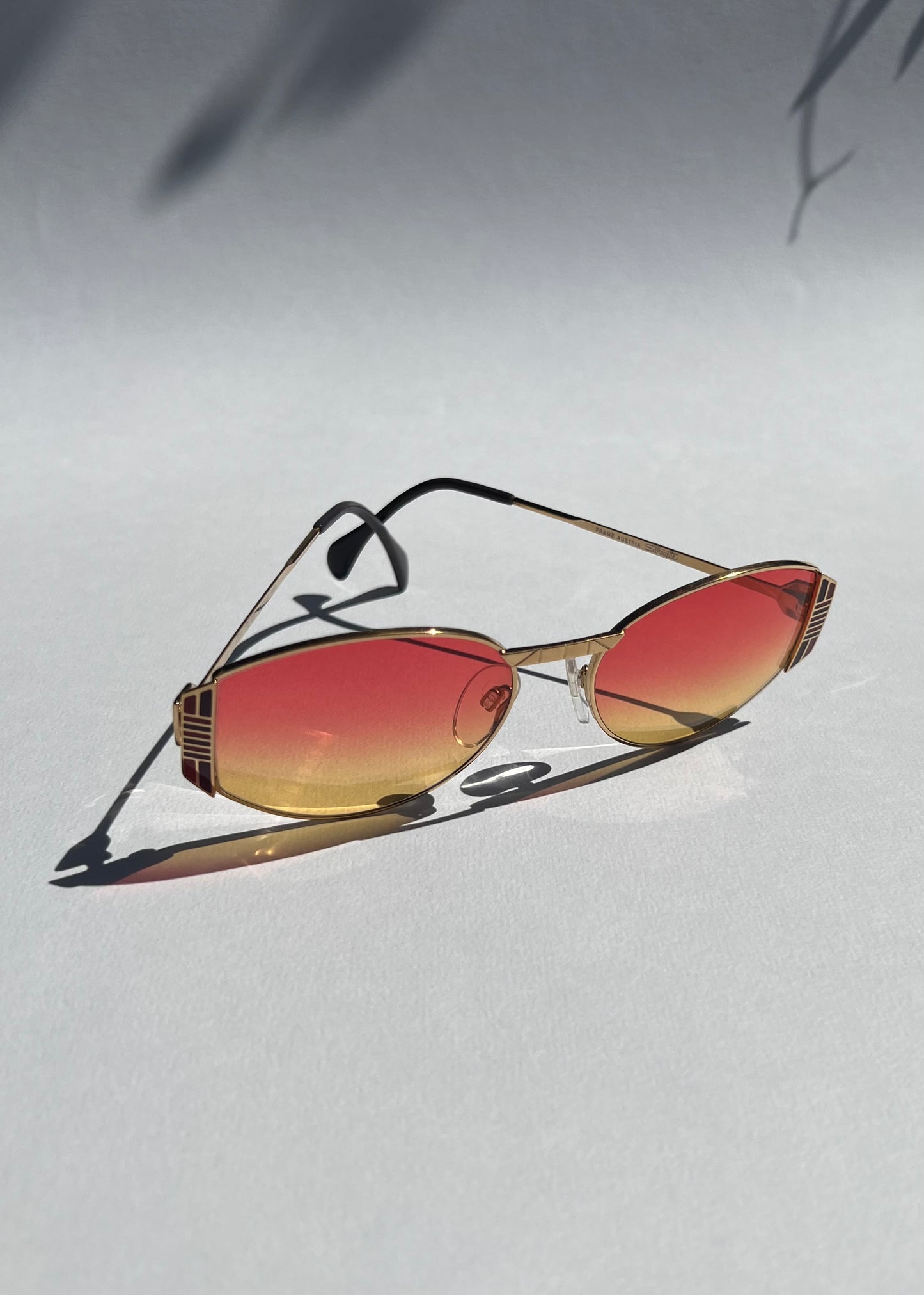 SOLD ~ Silhouette Vintage 80's Sunglasses, Gold with Inlay, New Aus fitted Hot Lenses