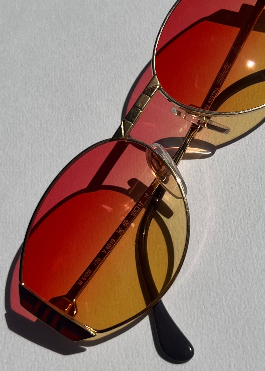 SOLD ~ Silhouette Vintage 80's Sunglasses, Gold with Inlay, New Aus fitted Hot Lenses