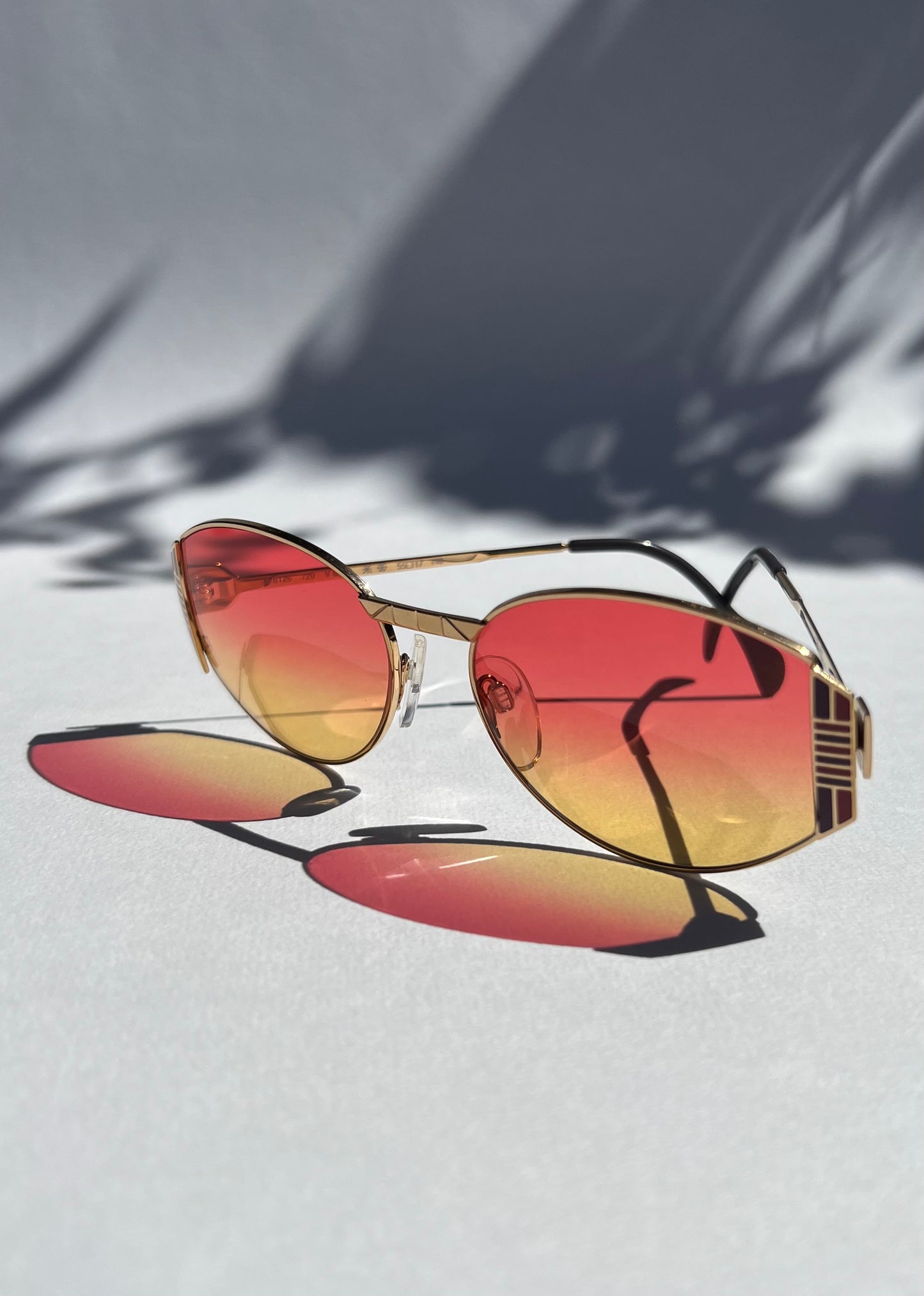 SOLD ~ Silhouette Vintage 80's Sunglasses, Gold with Inlay, New Aus fitted Hot Lenses